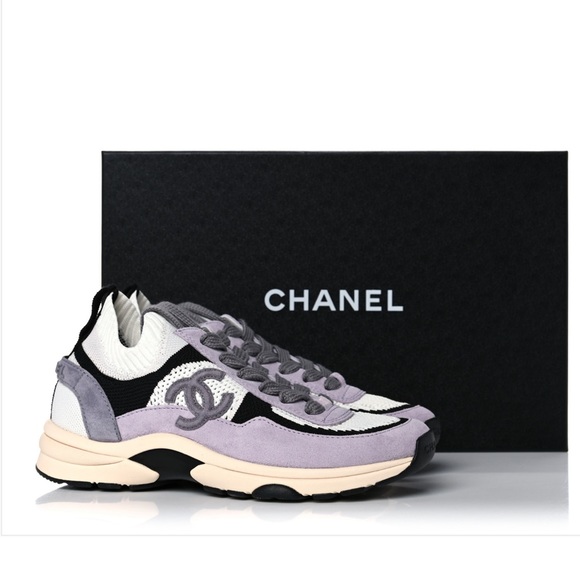 CHANEL Shoes - CHANEL 2022 Mesh Suede Purple Sneakers, Size 38